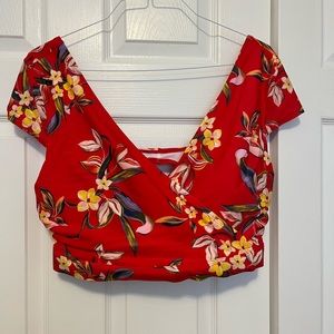 NWOT 2XL Swim, Cap Sleeve Wrap Floral Top